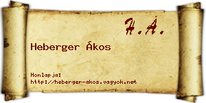 Heberger Ákos névjegykártya